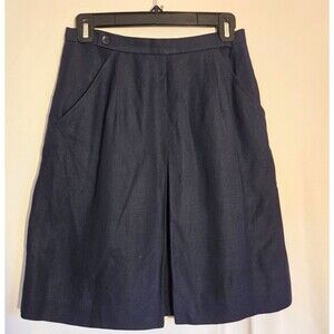 Ann Taylor Vintage Navy Linen Rayon A-Line Midi Skirt Size 6